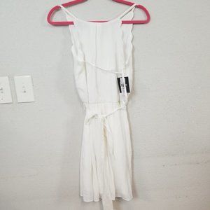 BY&BY Off White Scallop Halter Mini Fit and Flare Belt Dress Size Med